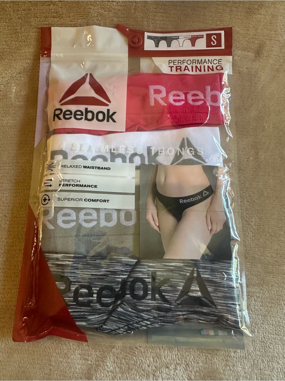 Reebok Performance Training Women's 4 Pack Thongs — Pink, White, Gray